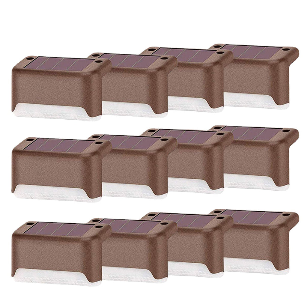 12PCS Solar Powered LED Stairs Step Fence Lights Deck Bed Outdoor Path