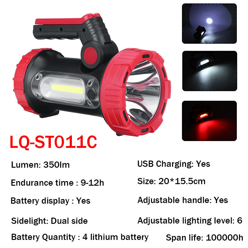 Super Bright Searchlight LED Portable Camping Light Handheld Rechargeable Flashlight