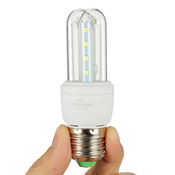 E27 3W 5W 7W SMD 2835 U Shape LED Pure White Warm White Corn Light Bulb AC85-265V
