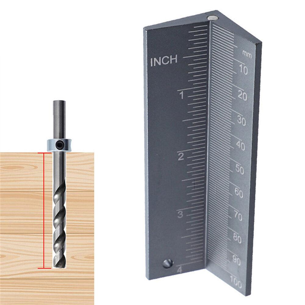 Aluminum Alloy Drill Bit Depth Stop Collar Locator with Magnetic Tool, Dual-Sided Scale, 0-100mm Measuring Range