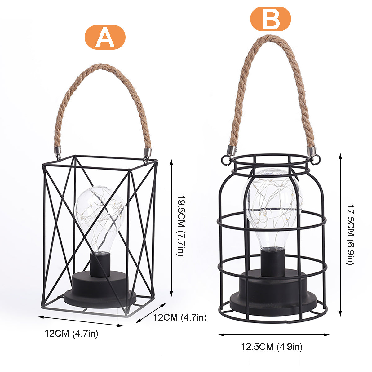 Retro Cage Light Mini Metal Battery Powered LED Bulb Lamp for Living Room Bedroom Kitchen Wedding Christmas