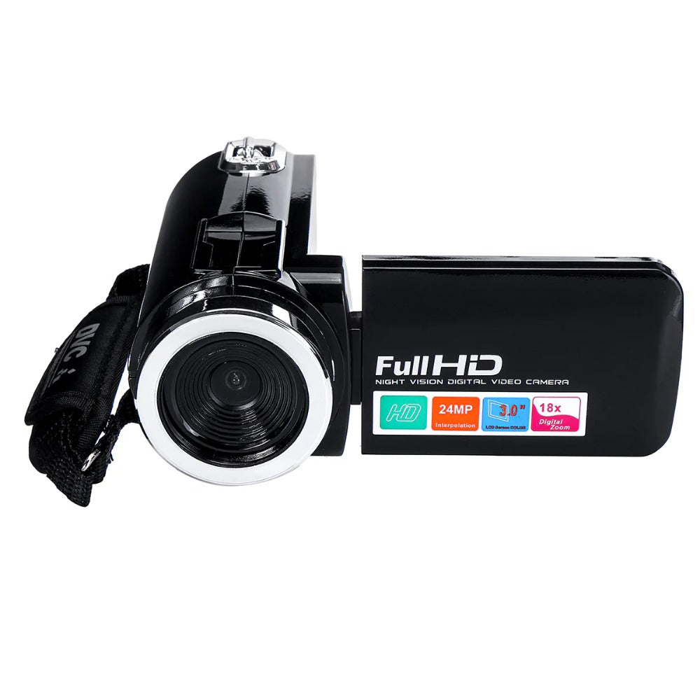 4K Full HD 1080P 24MP 18X Zoom 3 Inch LCD Digital Camcorder Video DV Camera 5.0MP CMOS Sensor for YouTube Vlogging