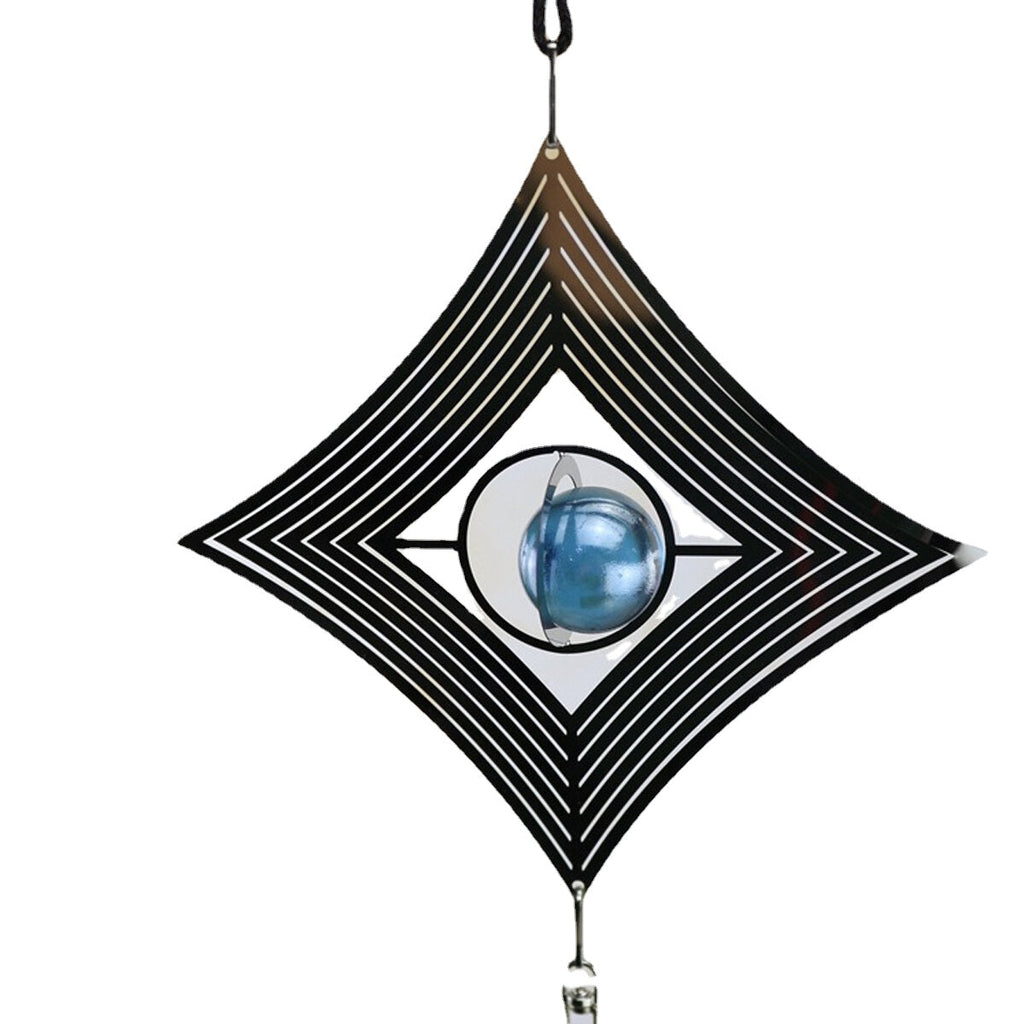 Metal Hanging Garden Wind Spinner Round Crystal Ball Bell Garden Home Ornament