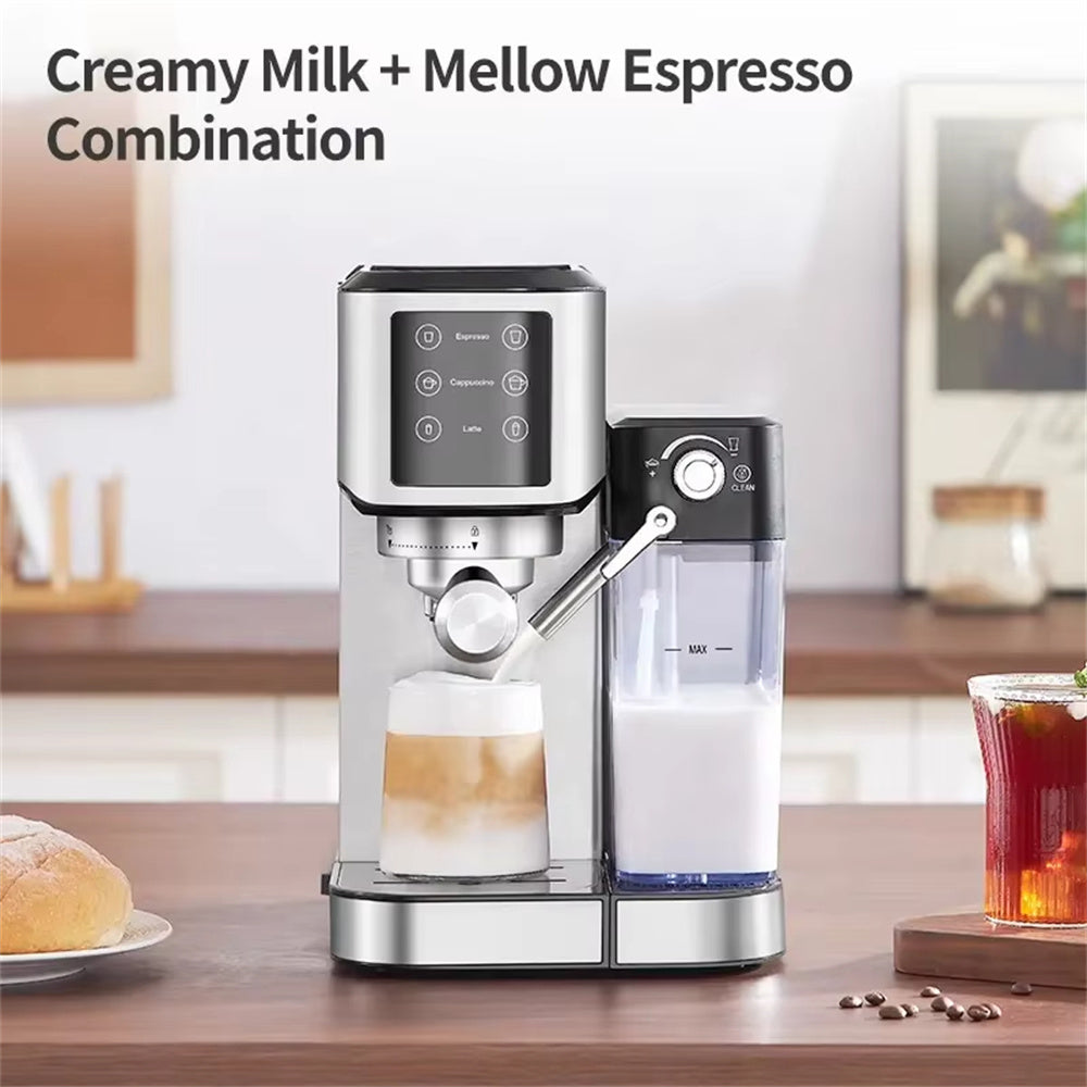 20Bar Semi-Automatic Coffee Machine with Auto Milk Frother One-Touch Operation for Espresso Cappuccino Latte