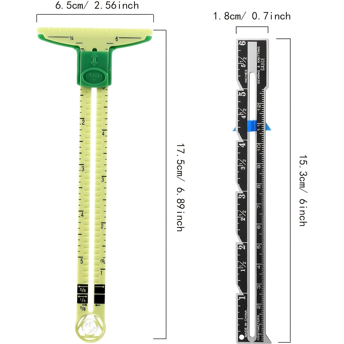 5-in-1 Sliding Gauge Sewing Tool Fabric Quilting Ruler For Knitting Crafting
