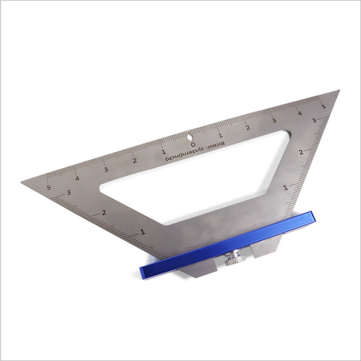 Durable Stainless Steel & Aluminum Triangle Ruler, 0-140MM, Metric/Imperial, Lightweight, Blue/Red