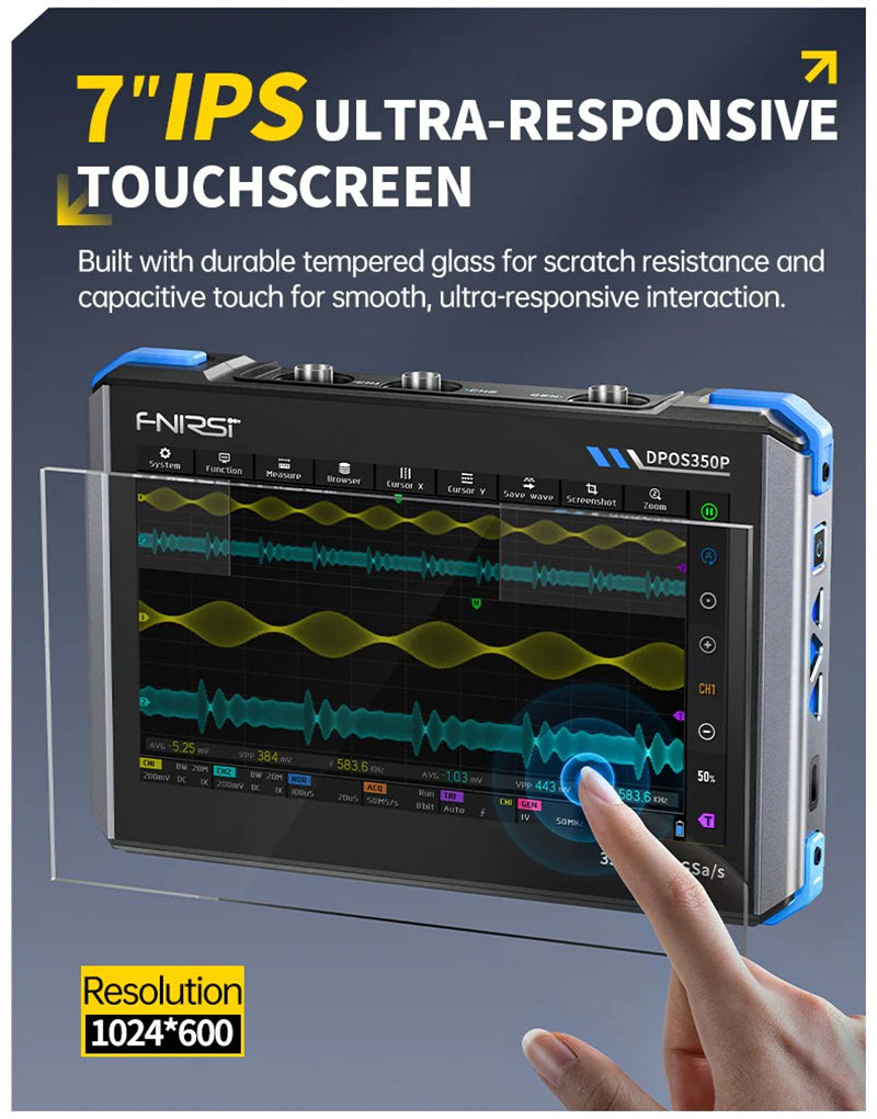 4-IN-1 350MHz 1GSPS Tablet Oscilloscope Signal Generator Spectrum Analyzer Frequency Response Analyzer