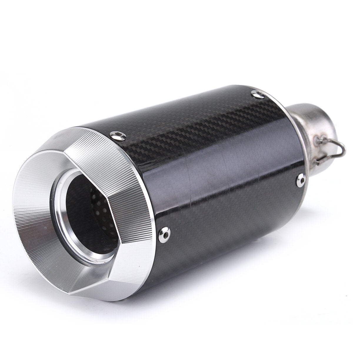 Motorcycle 51mm Slip-On Round Exhaust Muffler Carbon Fiber Universal