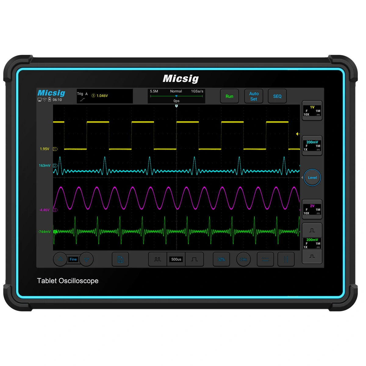 Tablet Oscilloscope 200MHz Bandwidth 1GSa/s Sampling Rate 10.1 Inch Touchscreen High-Resolution Professional Diagnostic Tool