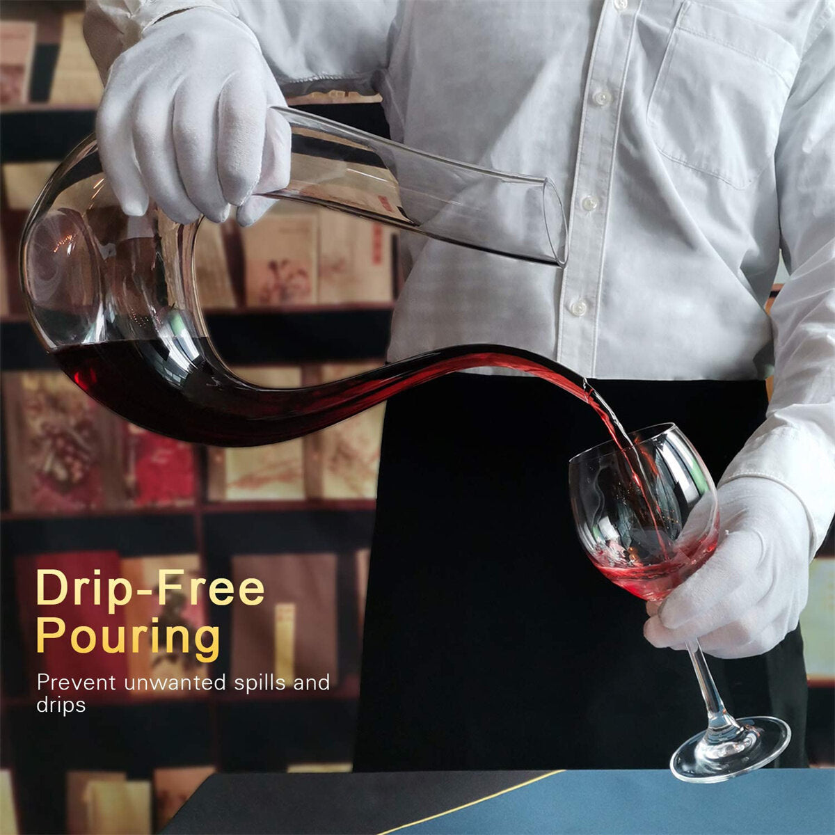 1200ml Luxurious Crystal Glass U-shaped Horn Wine Decanter Wine Pourer Red Wine Carafe Aerator