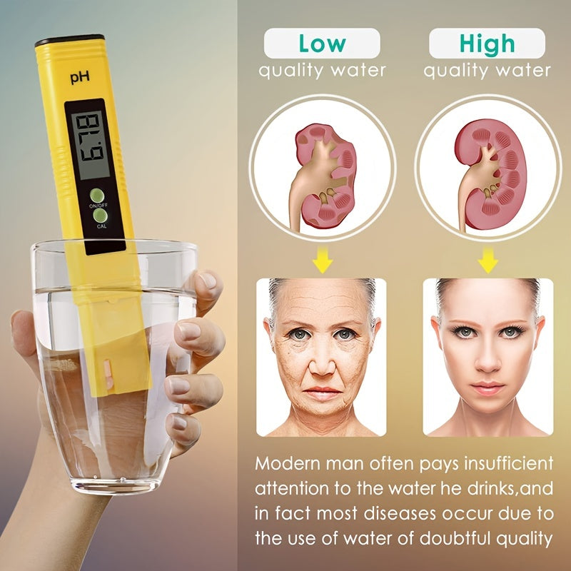 PH Meter for Water Hydroponics Digital PH Tester Pen Pocket Size Yellow