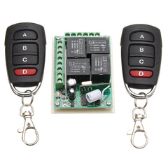 433MHz 12V 4CH Channel Relay RF Wireless Remote Control Switch 2 Transmitter+Receiver