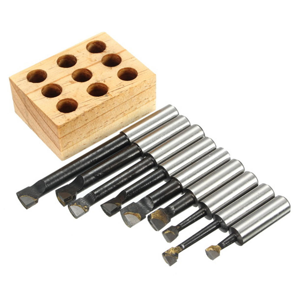 9pcs F1 1/2 Inch Shank Boring Bar Carbide Tipped Boring Bar Lathe Tools