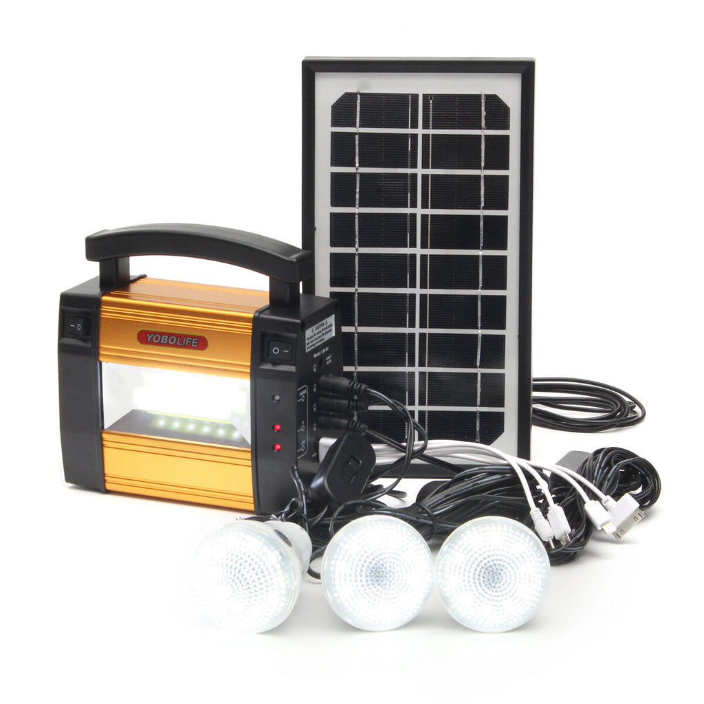 110- 240V Solar Power Panel Generator Solar Powered System 3 LED Lamps Generator