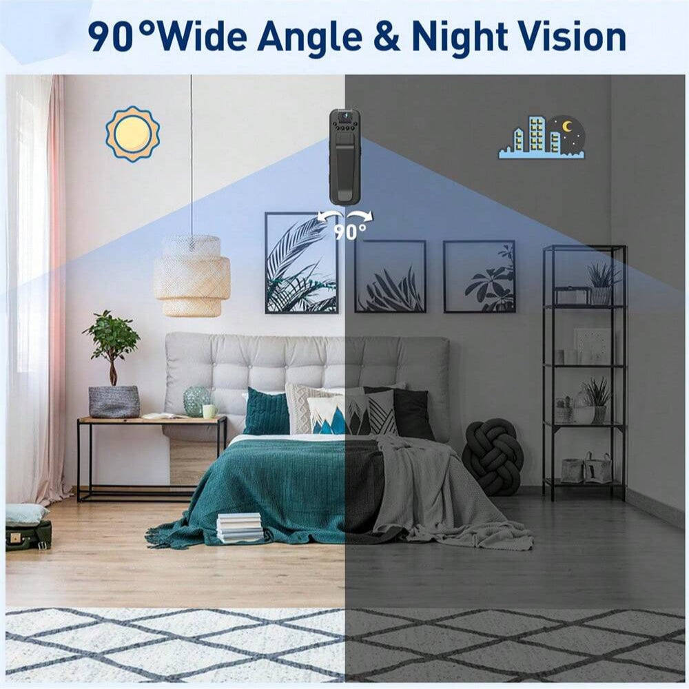8MP 1080P USB Action Camera, 90° Angle, Rechargeable Battery, Black, ABS Material, No Stabilization, Recording Function