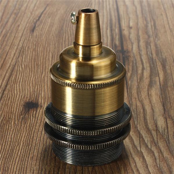 E27/E26 Copper Retro Edison Light Lamp Bulb Holder Socket Shade Rings Cord Grip