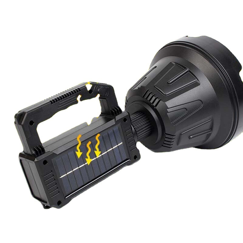 LED Flashlight 5500-7000K Super Bright 6 Modes Type-c Sloar Rechargeable Long Throw Waterproof Solar Portable Searchlight For Hunting Camping