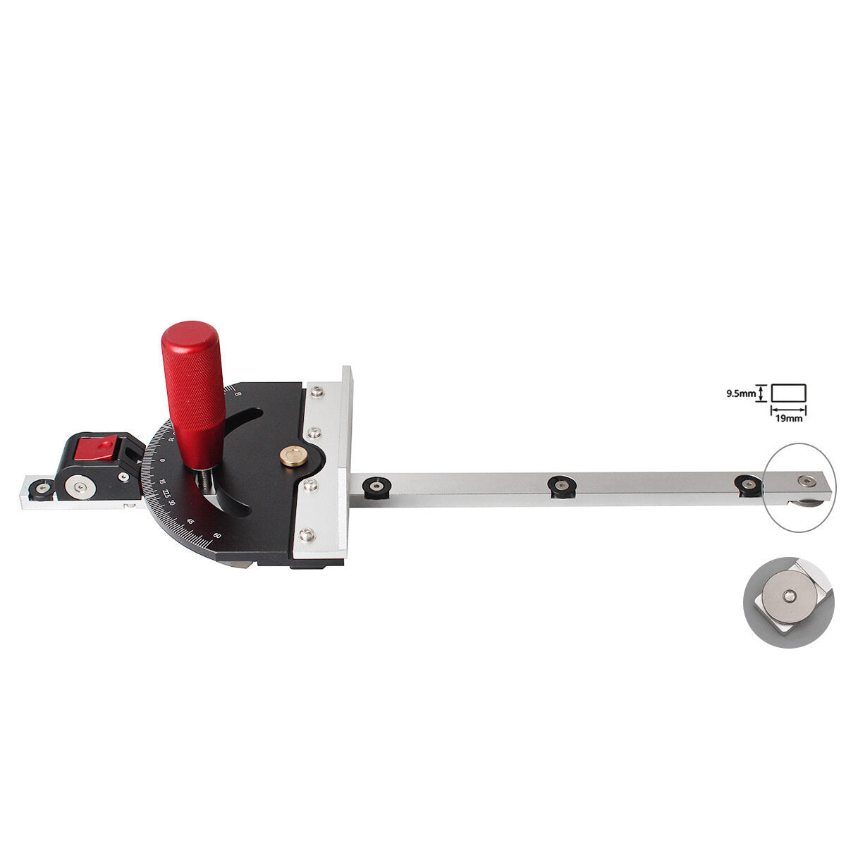 Aluminum & Plastic Table Saw Miter Gauge, Adjustable -60° to +60°, Fits 30mm/45mm T-track, Includes 1 Gauge