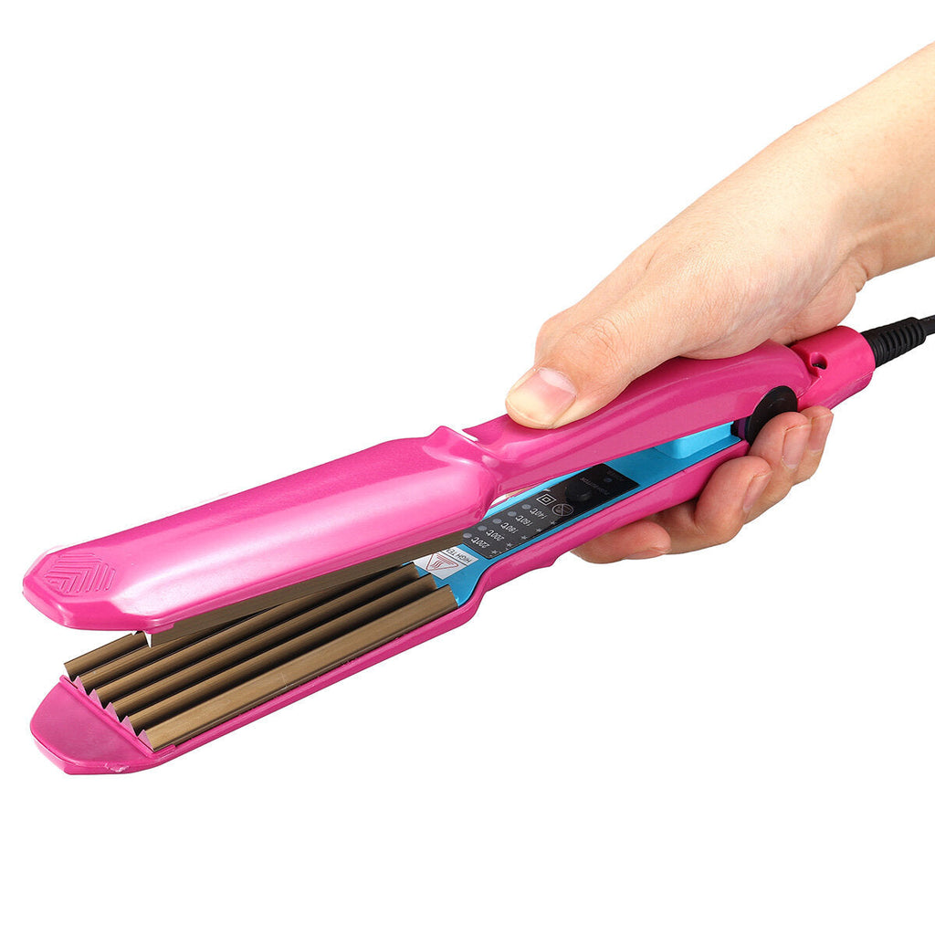 Hair Crimper Curler Iron Anion Ceramic Wave Curling Wand with 5-Spped Temperature Control Hair Curler