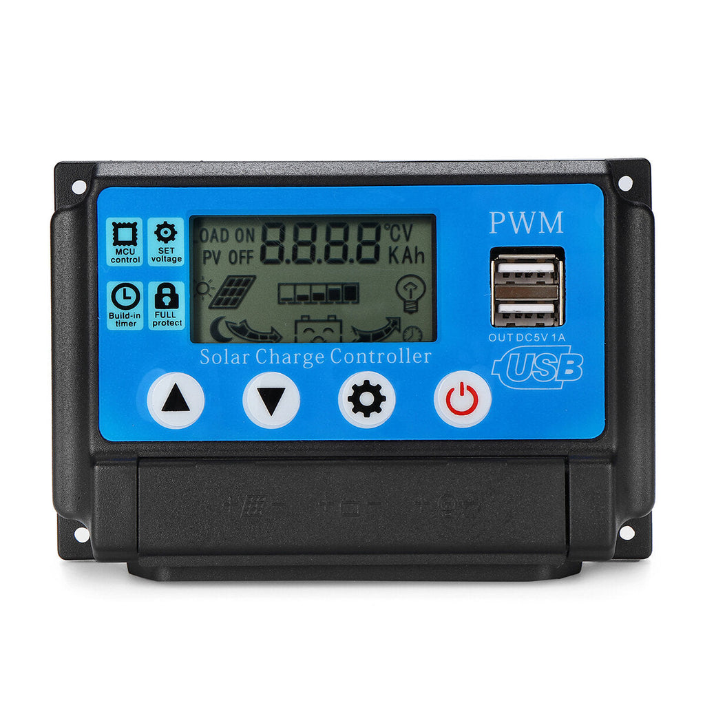 PWM 60A 12/24V Auto Adapt LCD Solar Charge Controller Battery Regulator Adjustable Parameter Dual USB Output