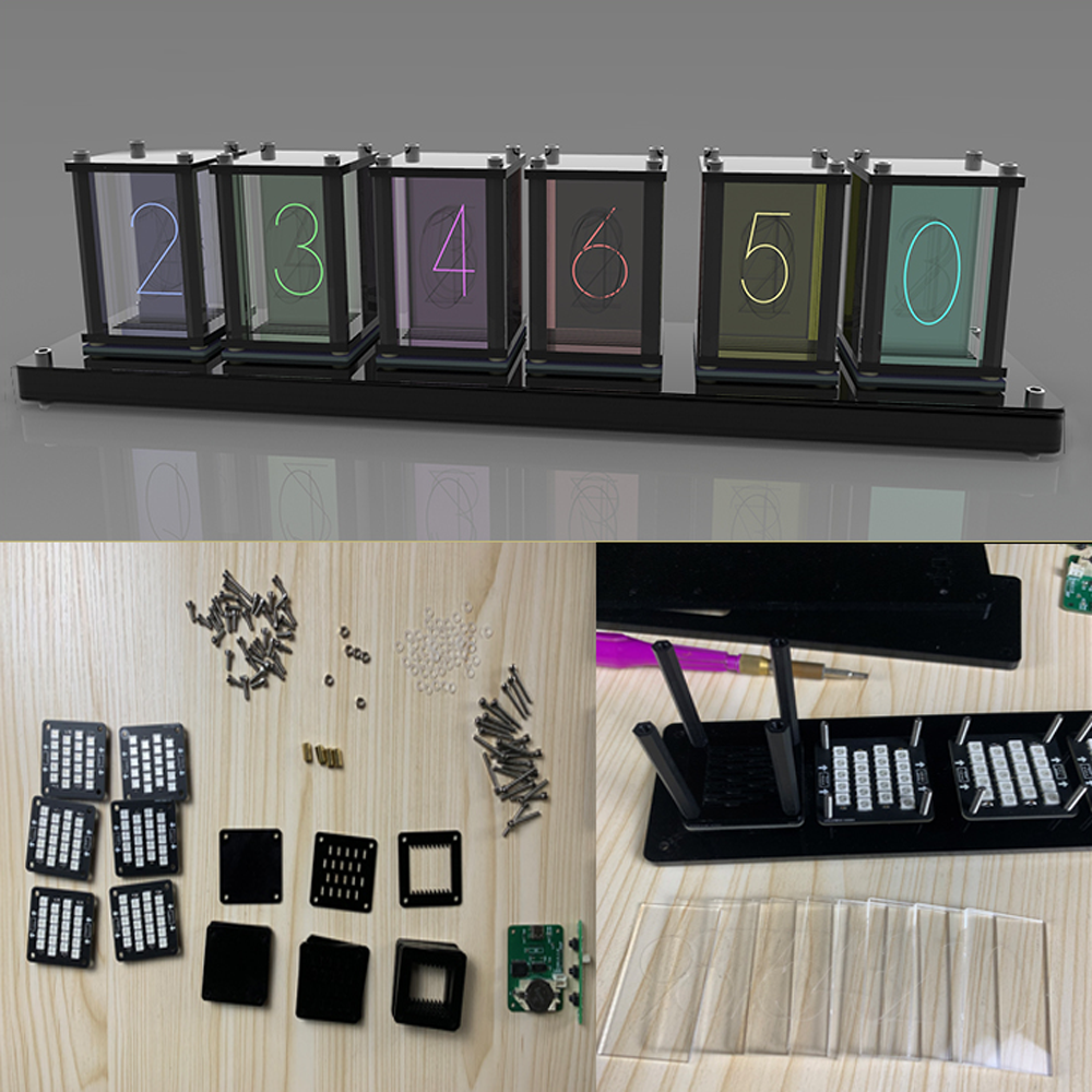 Glow Tube Clock DIY Kit Luminous Electronic Clock Creative Personality DIY Art Decoration Fashion Decoration Gift Parts