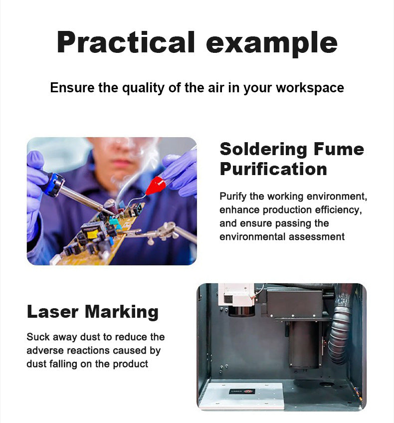 Dual-Tube Fume Extractor 200W 310m³/h Soldering Smoke Absorber Air Purifier With 3-Layer Filtration System For Electronics Welding