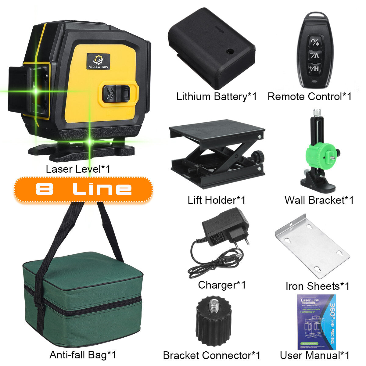 16/12/8 Lines 4D Green Laser Level 360 Horizontal And Vertical Cross Self-Leveling Measurement Super Laser Beam