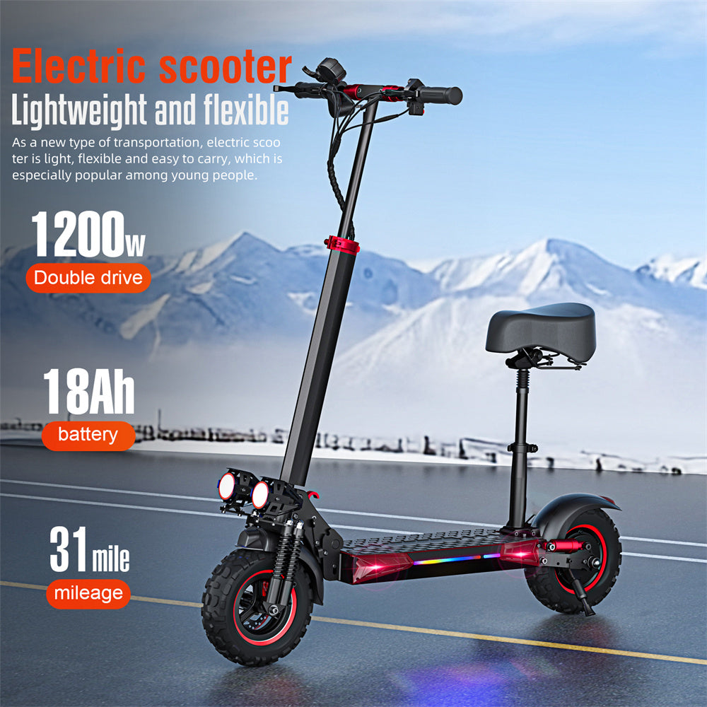 Electric Scooter 18Ah 48V 1200W Motor Recommended Top Speed 25KM/H 11 Inches Off-Road Tire Electric Scooter 50KM Range Max Load 150Kg FREEBOY J11MAX