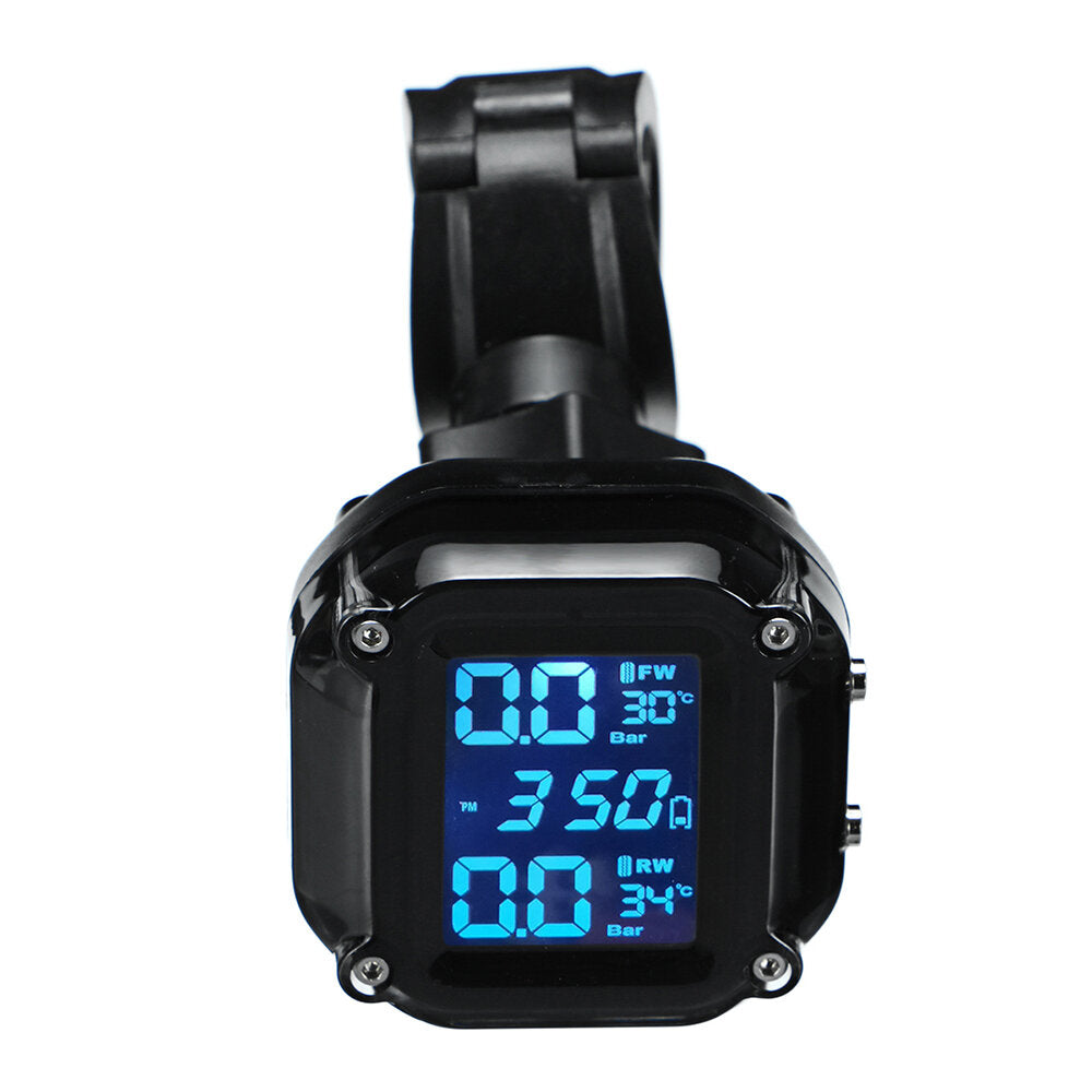 Motorcycle Tire Pressure Monitoring System Real Time Sun Protection LCD Display 2 External WI Sensor Motor TPMS