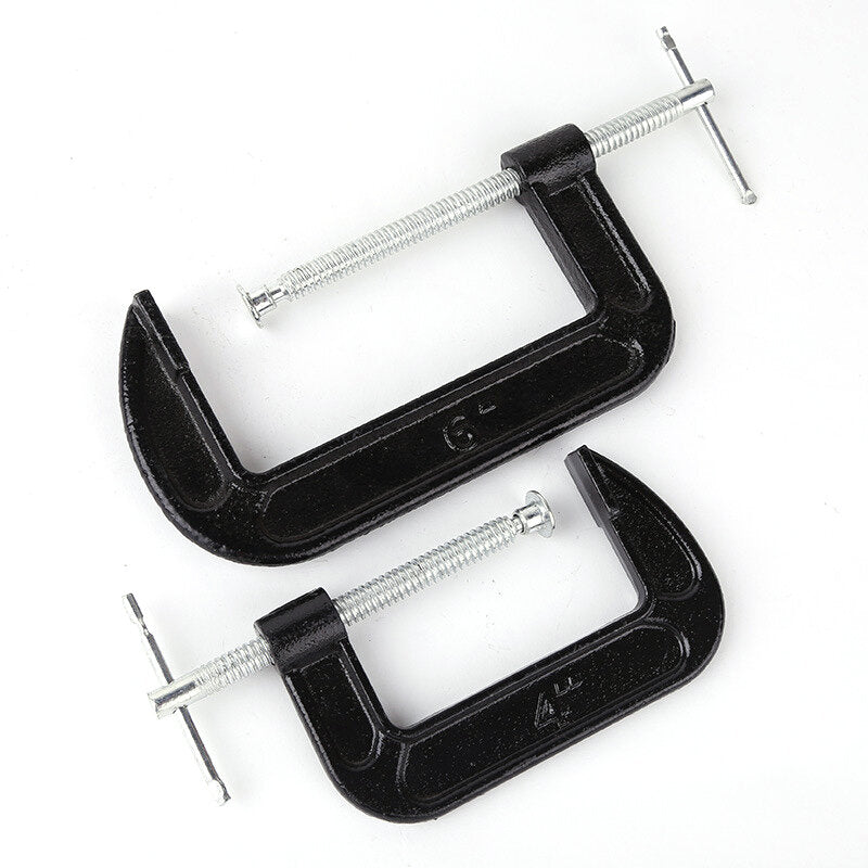 Heavy Duty C-Clamp Set, Adjustable 2-6 Inch Malleable Iron Steel Clamps for Woodworking, Welding, and Metalwork