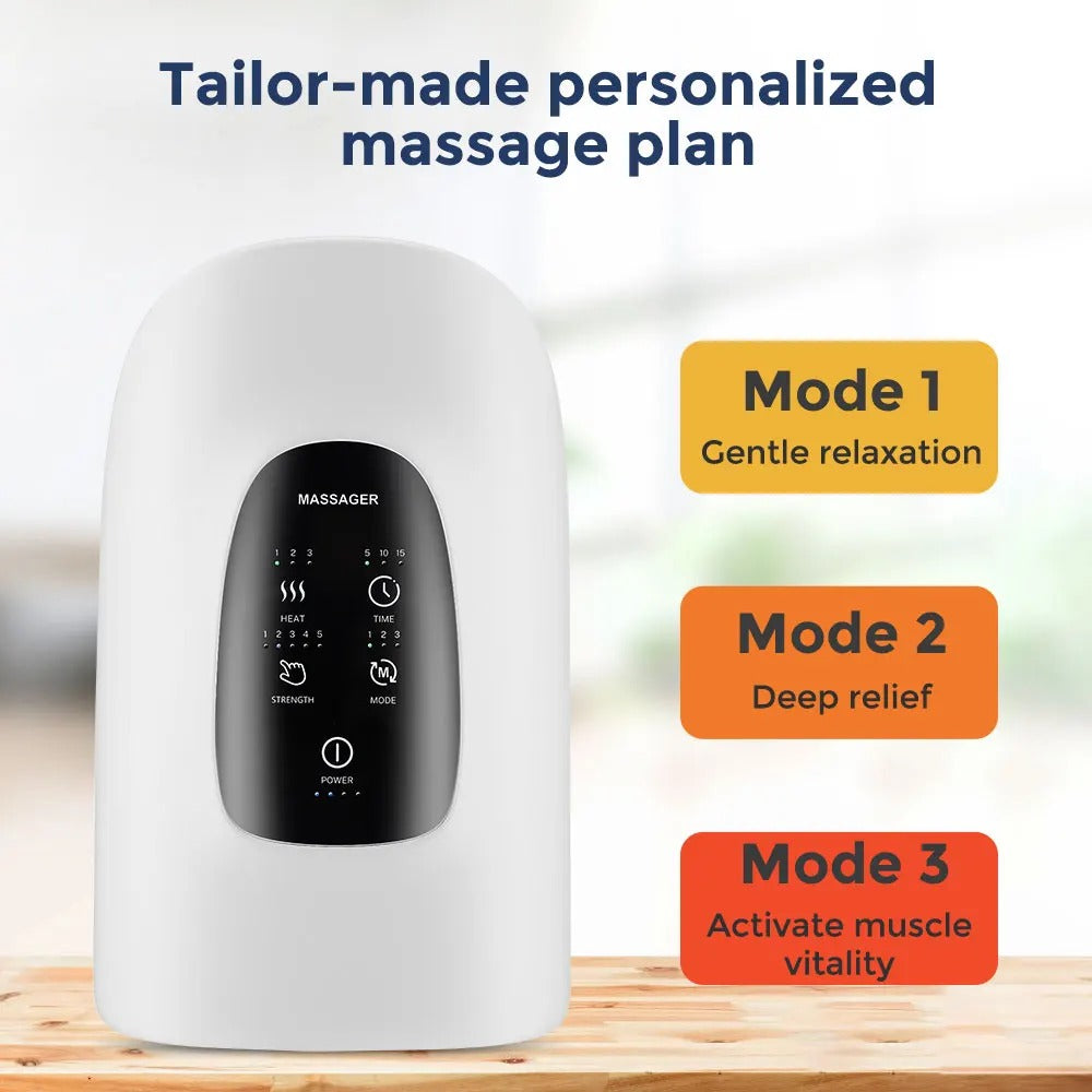 Air Compression Palm Acupoint Massager - 3 Modes, 5 Intensities, Hot Compress, Touch Screen, Hand Spa Relaxation Device