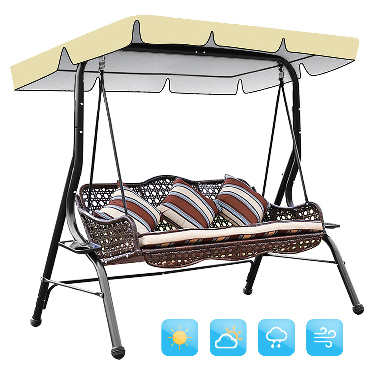 2100D Oxford Cloth Swing Top Cover Swing Awning Waterproof Sun Protection Canopy Outdoor Garden Shade Canopy