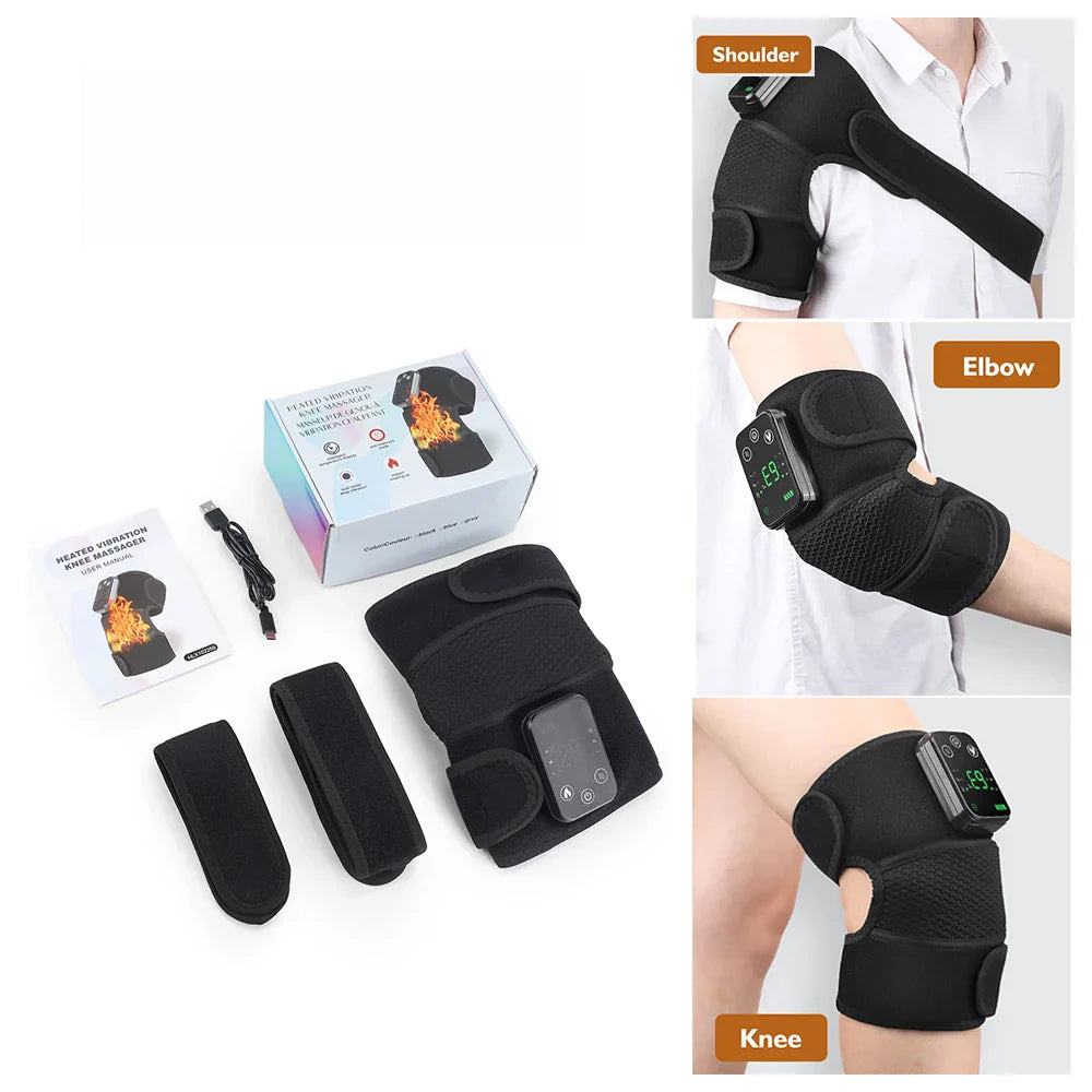 Electric Heating Shoulder Massager Pad with Vibration & Hot Compress for Knee, Elbow, & Shoulder Relief