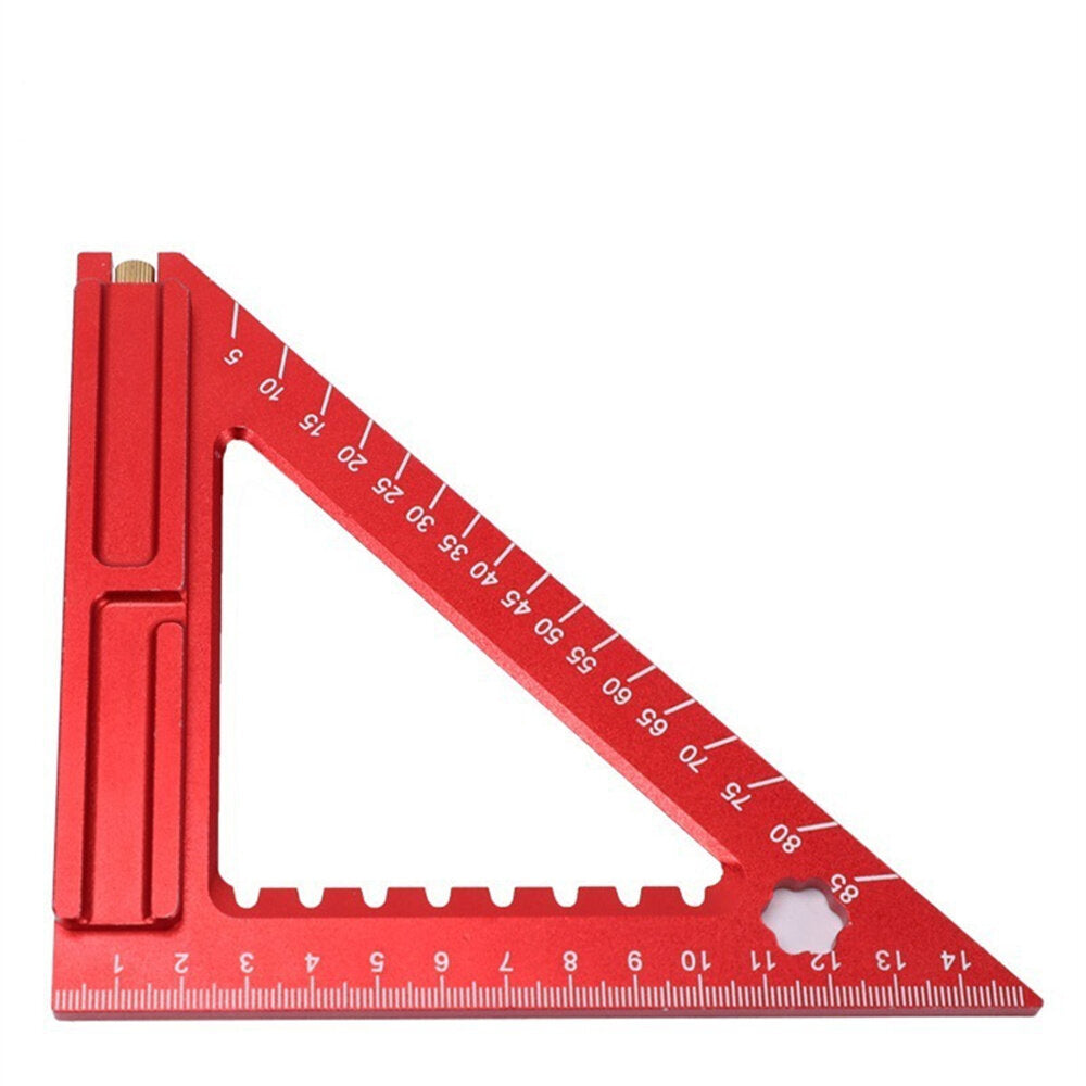 High Precision Aluminum Triangle Ruler 140mm/180mm, Double-Sided Scale, Needle Slider for Woodworking Projects
