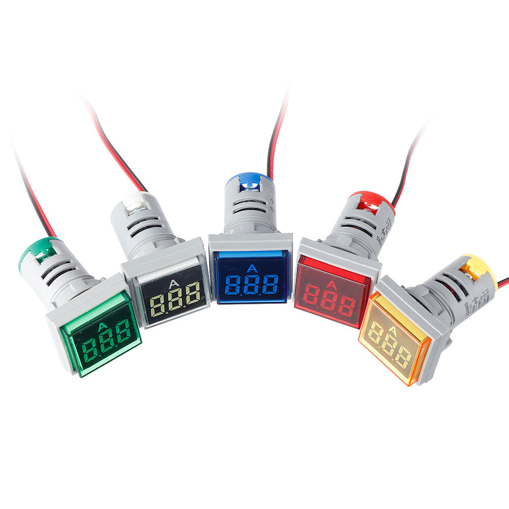 Square Ammeter Large Digital Tube Ammeter Indicator Light Ammeter Pack4