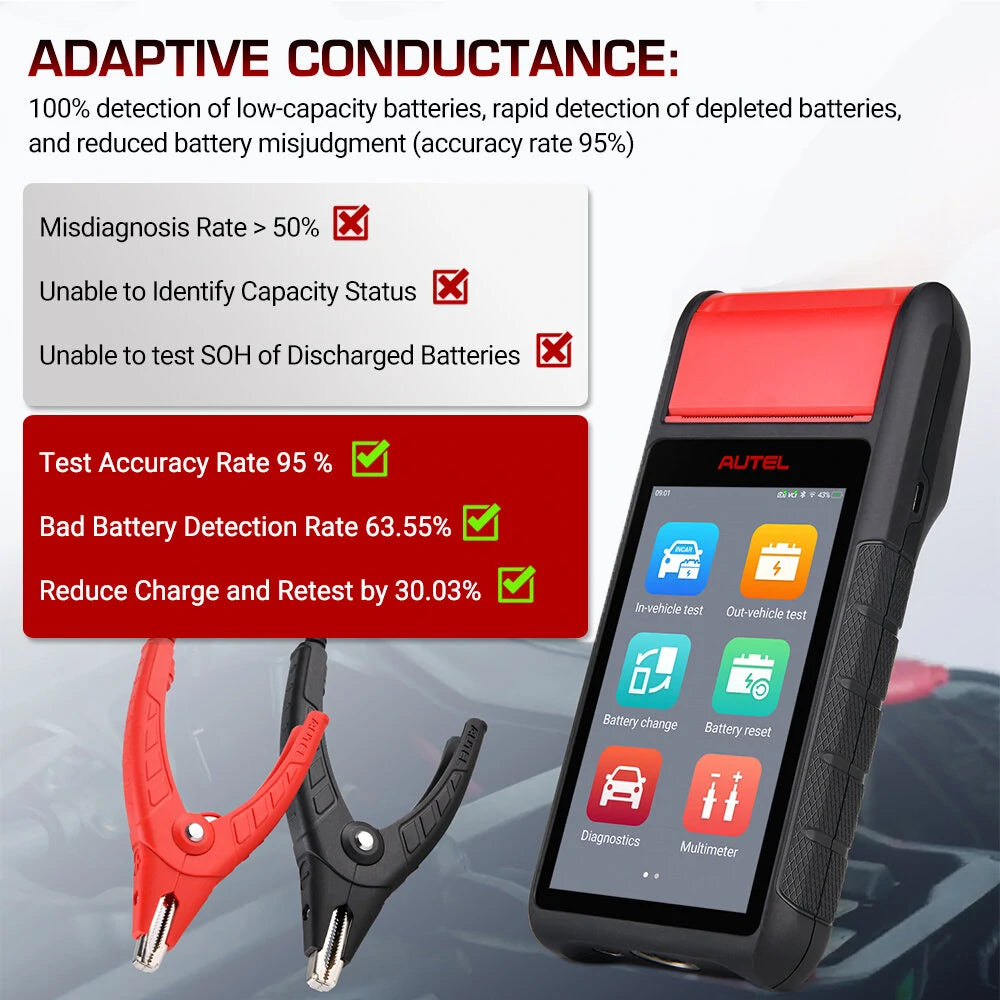 Car Battery Tester Scanner 12V 24V 100-3000 CCA Battery Analyzer All System Diagnostic Battery Registration Tool