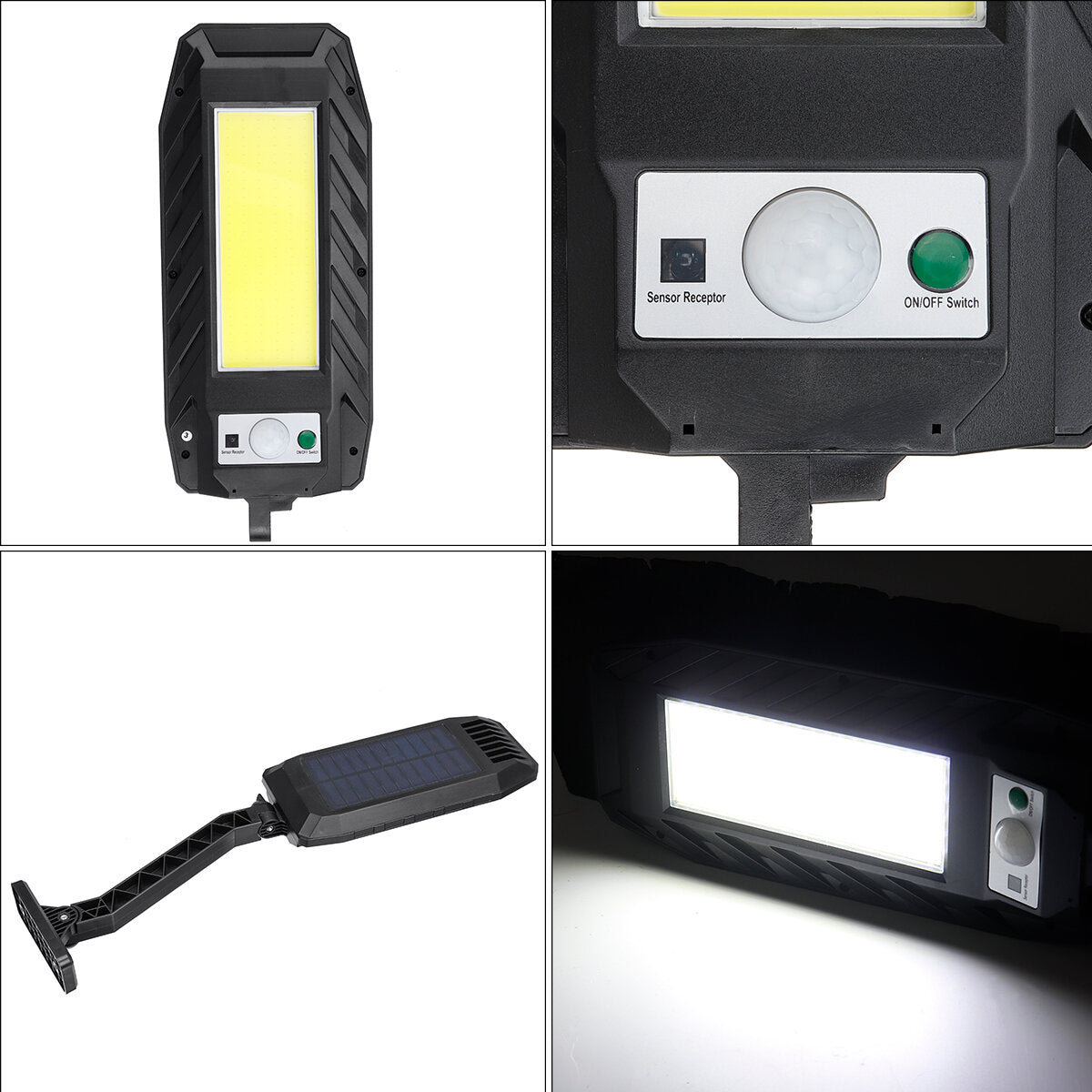 60LED/120COB/180COB Solar Motion Sensor Wall Light Lamp with Remote Control Waterproof Wall Lamp for Garden Courtyard Outdoor