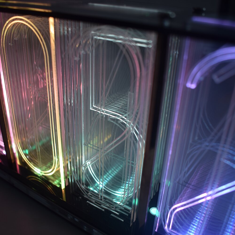 Oversize Font Analog Nixie Tube Clock Rainbow LED Full Color Music Spectrum DIY Kit