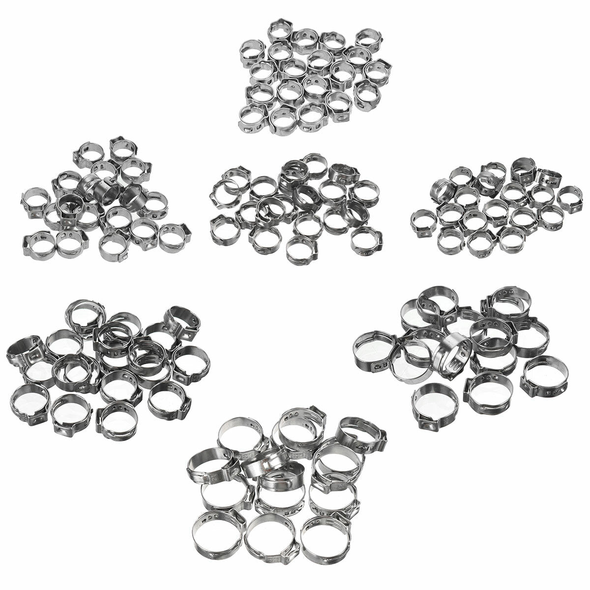 130 Pcs 1 Ear Hose Clamps, Stainless Steel, Assortment of Hose Clamps, Vehicle Galvanized