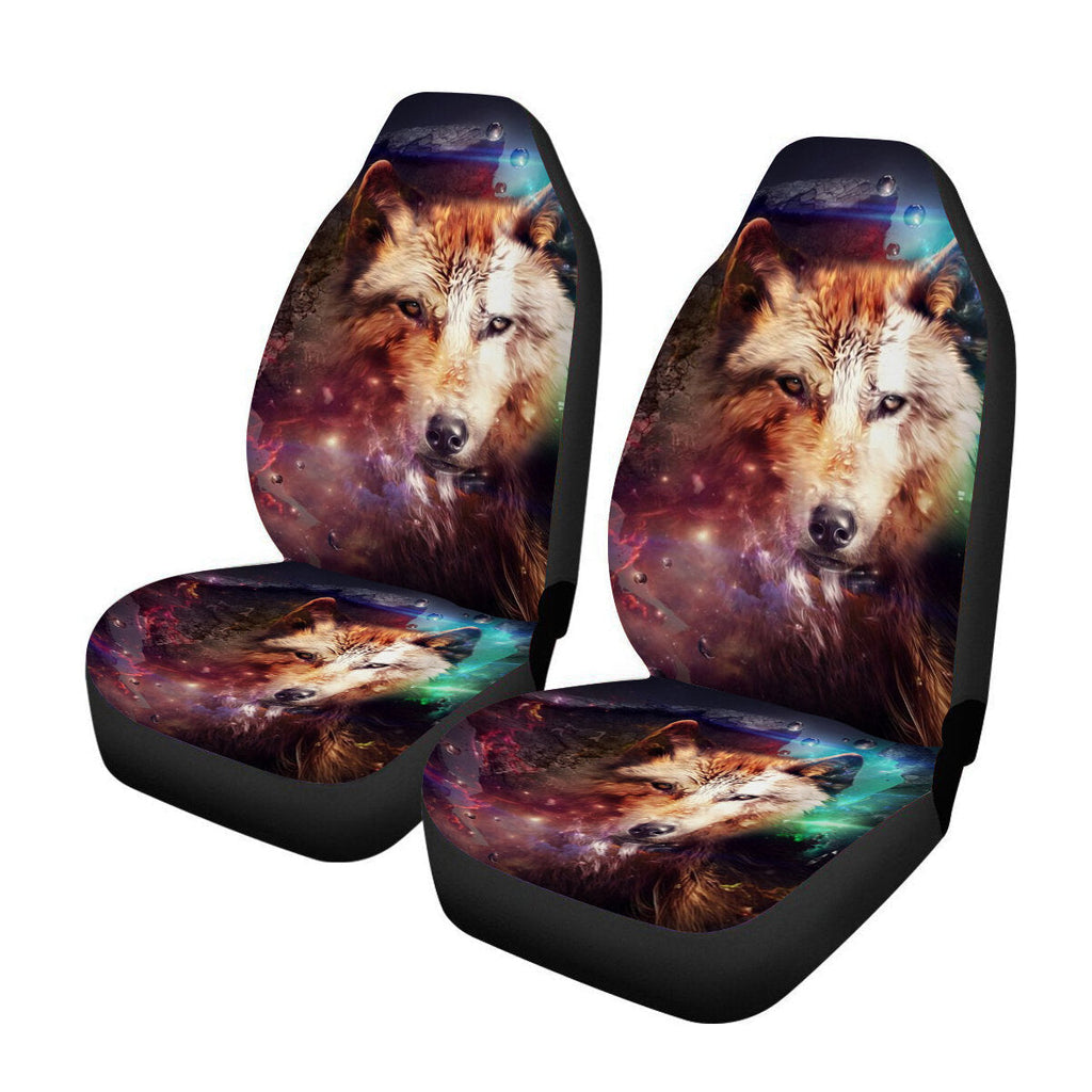 1/2PCS Front Car Seat Cover Protector Wolf printed Non-slip Universal