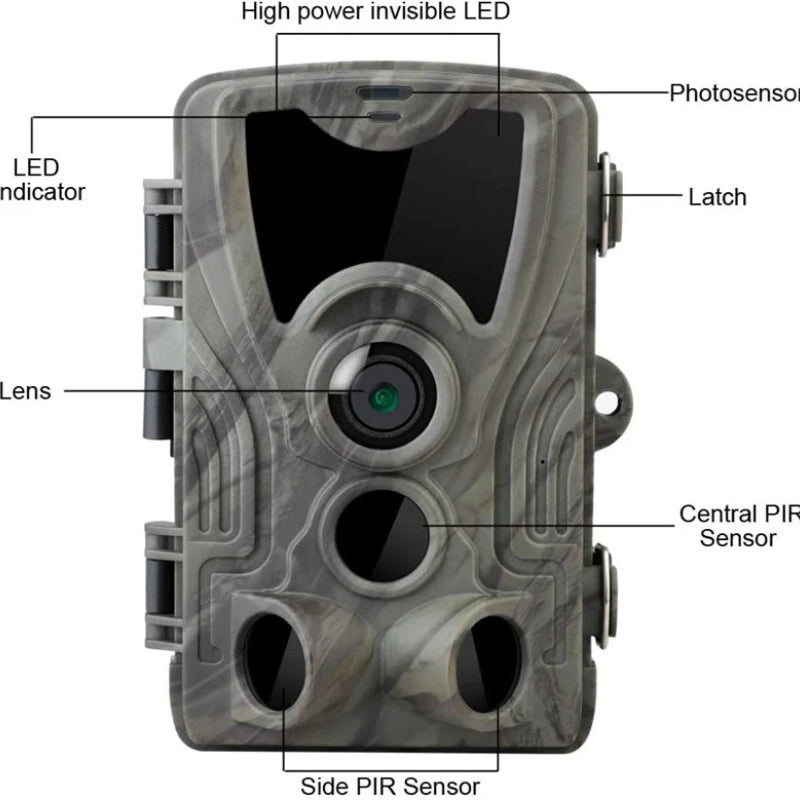Hunting Camera with 5000Mah Lithium Battery 16MP 64GB Trail Camera IP65 Waterproof 0.3s 940nm Wild Camera Type-C Charging