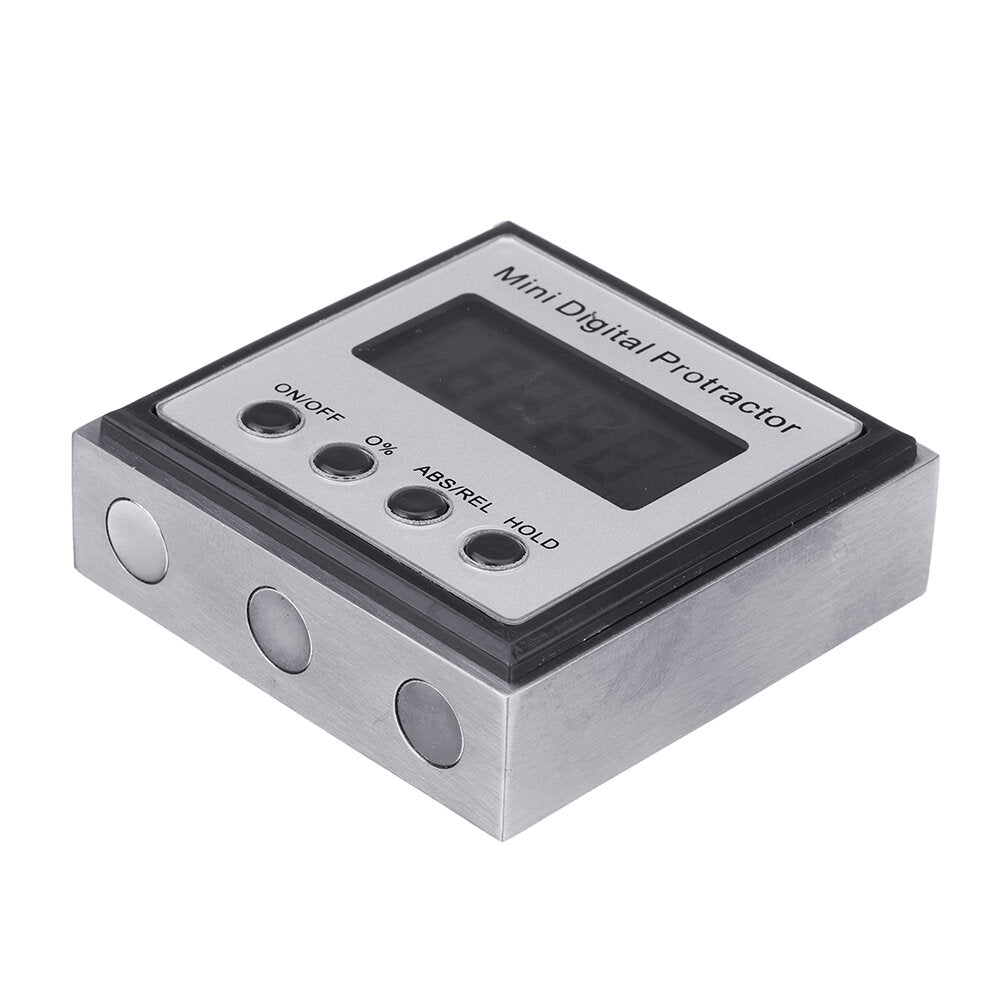 Mini Digital Protractor with Magnetic Base, 360° Measurement, Large LCD Display, Portable Tool, Stainless Steel, White
