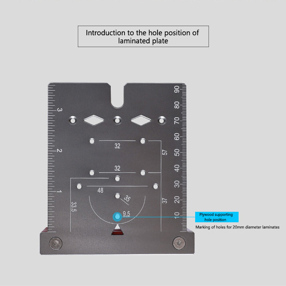 3-in-1 Punch Locator Board for Marking, Positioning & Line-Drawing - Durable Aluminum Alloy, Portable for Woodworking