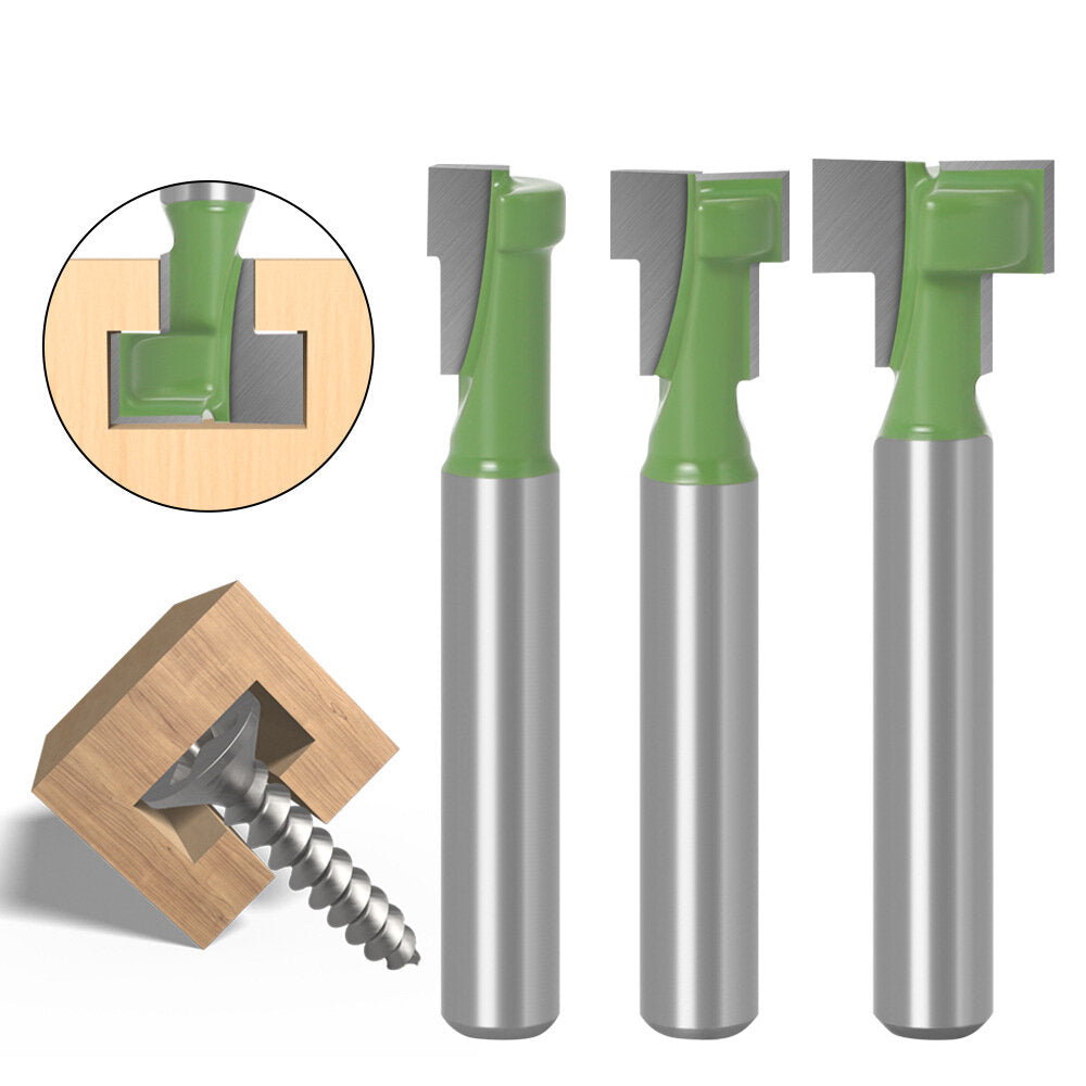 6mm 1/4" Shank T-Track Slotting & T-Slot Keyhole Cutter Router Bit Steel Handle 5/16" 3/8" 1/2" Length Cutter For Wood