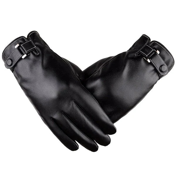 Men Warm Thick Windproof Touch Screen Man-made Leather Cycling Ski Gloves