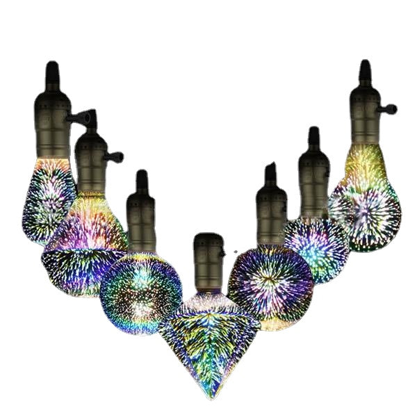 E27 3D Pure White Creative LED Fireworks Decorative Light Bulb Screw Chandelier AC85-265V