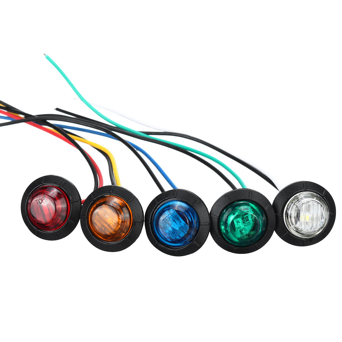5pcs 24V Round LED Side Marker Light Indicator Lamp Truck Trailer Caravan Van