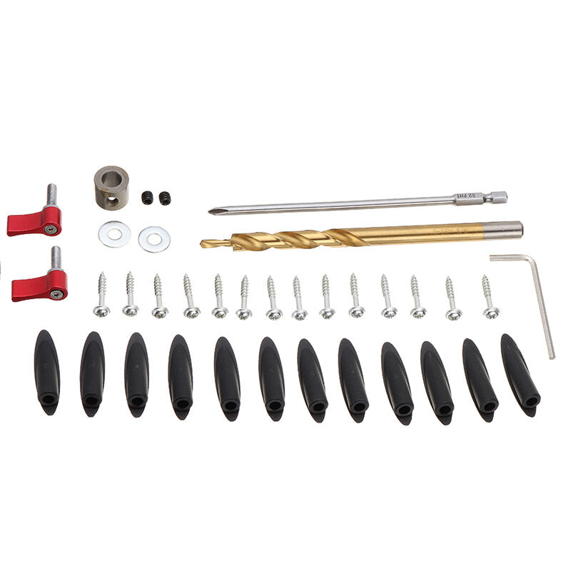 Blue Aluminum Alloy Diagonal Puncher Kit for Wood Drilling, Adjustable Pocket Jig with 9.5mm Drill Bit, 1 Set