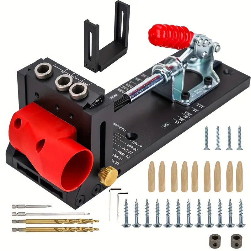 Adjustable Pocket Hole Jig - Aluminum Alloy Woodworking Locator for DIY Carpentry Projects, 3-Hole Design
