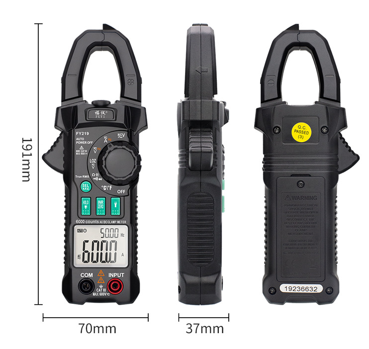 AC/DC True RMS Digital Clamp Meter Portable Multimeter Voltage Current Inrush V.F.C Frequency Conversion